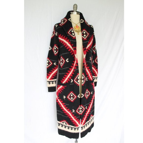 RALPH LAUREN wool tribal Aztec Duster long cardigan sweater coat Southwestern XL - Picture 6 of 11